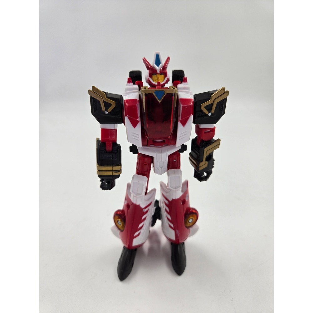 Vintage Transforming Robot Action Figure Red White Black Gold Toy